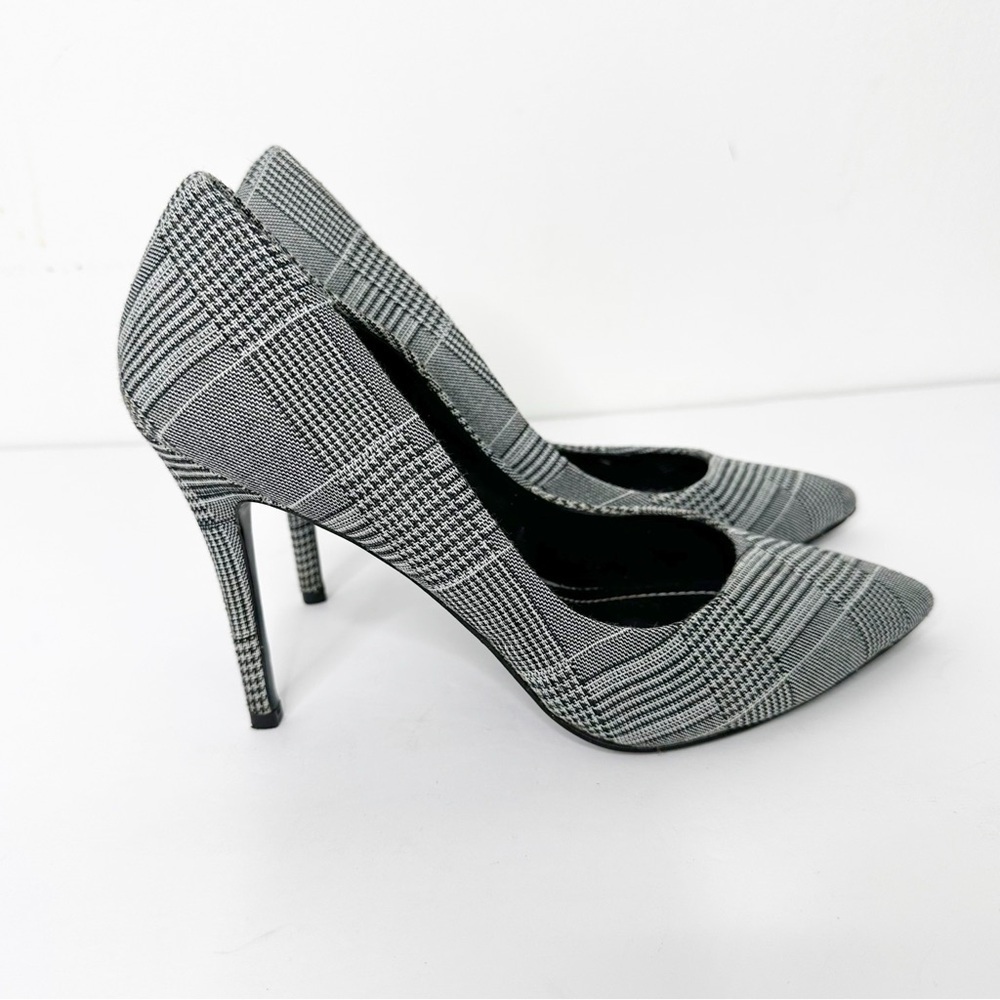 CHARLES BY CHARLES‎ DAVID | Pact Black White Plaid Herringbone Heels Pumps Sz 8 - Picture 3 of 8